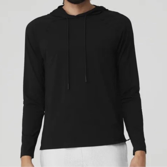 Alo Yoga Idol Black Conquer Hooded Runner NWT $108 RRP - Picture 1 of 7